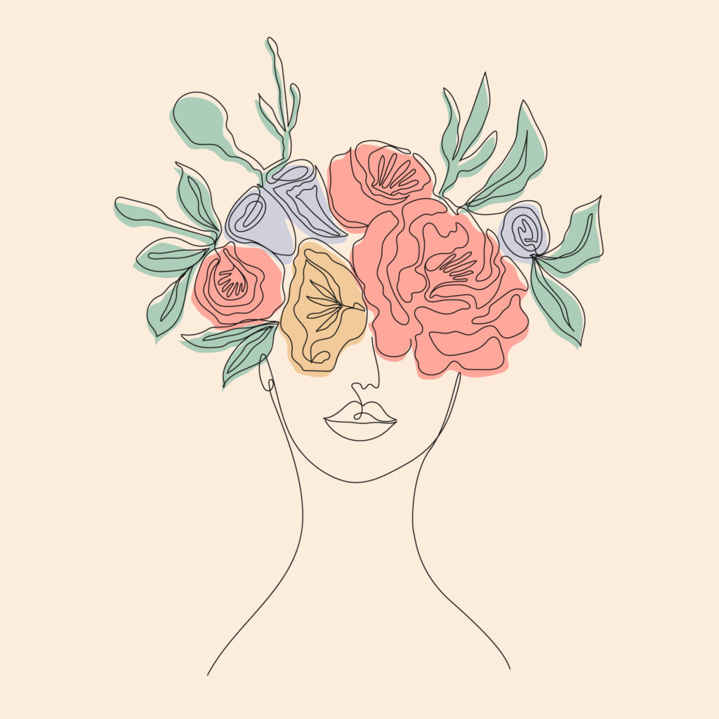 Twarz kobiety w kwiatach